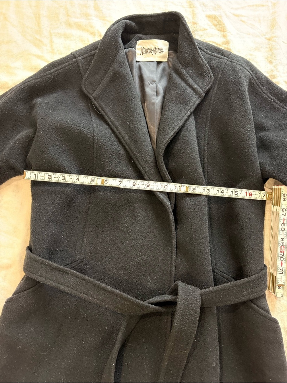 Vintage Neiman Marcus 100% Cashmere Black Long Overcoat Jacket Women’s Medium - Picture 10 of 12